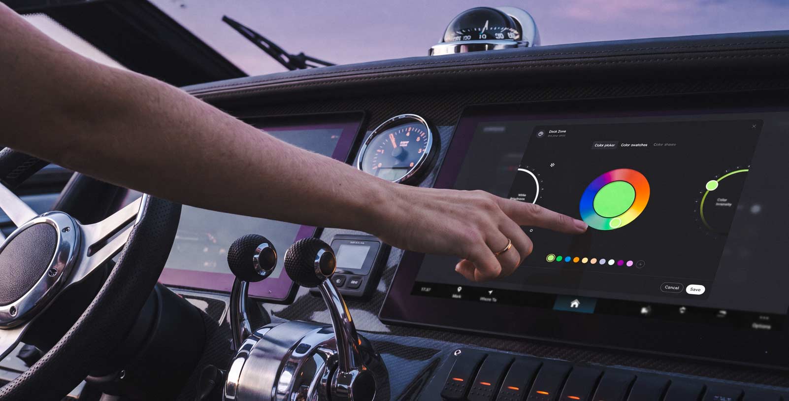 YPHOS lighting control on a yacht MFD